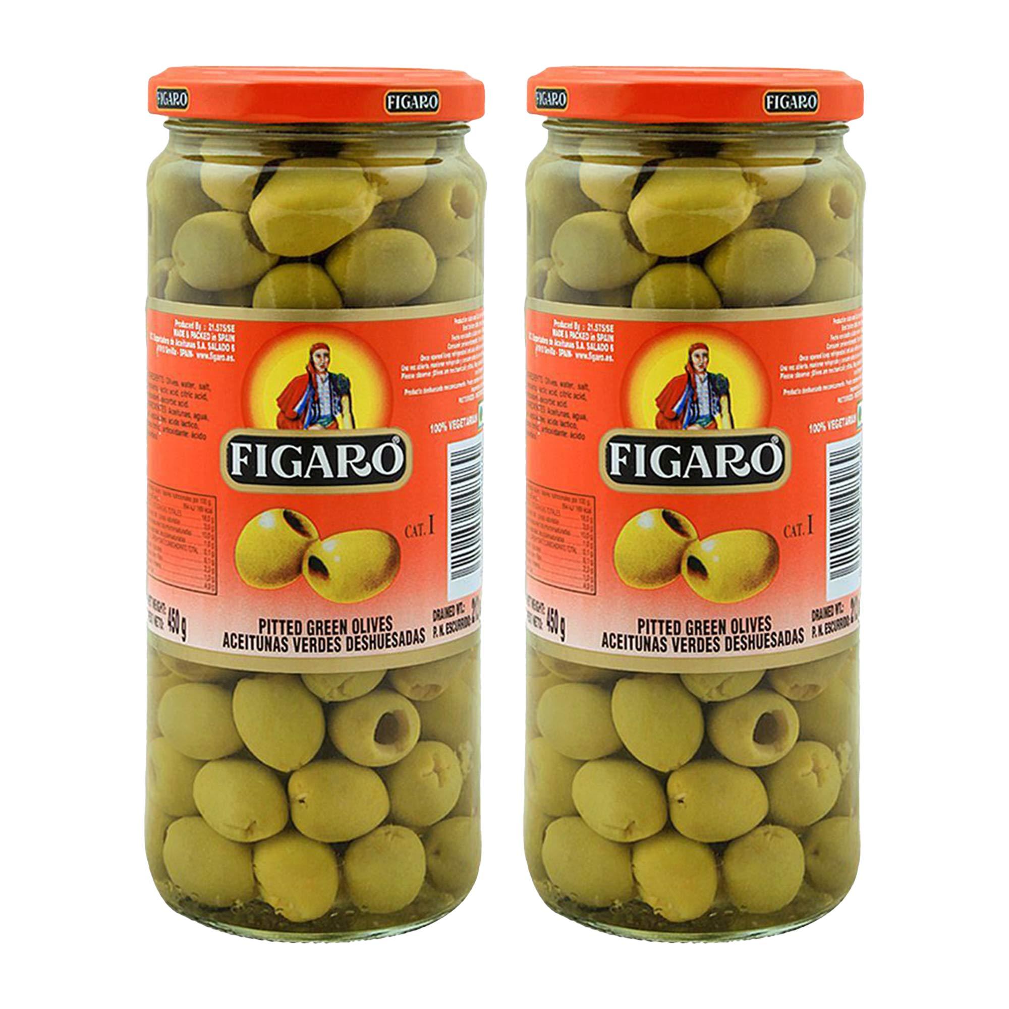 FIGARO Figaro Pitted Green Olives, 14.82 oz / 420 g, 2 Pack