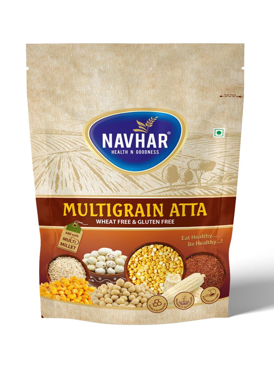 Navhar Health N Goodness Navhar Multigrain Atta - Wheat Free, Gluten Free 1KG, Multi Millets Flour