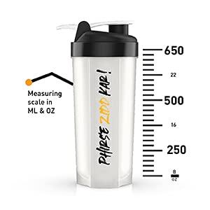MuscleBlaze MuscleBlaze Phirse Zidd Kar, Plastic Shaker Bottle, 100% Leakproof, BPA-Free Blender Bottle, Ideal for Whey Protein, Preworkout, and BCAA Shakes (White, 650 ml, Pack of 1)