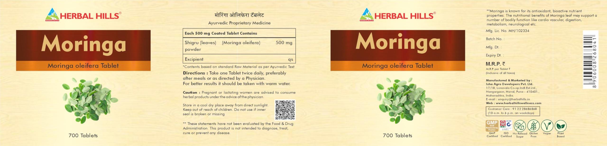 HERBAL HILLS Herbal Hills Moringa Oliefera Tablets/Moringa Leaf Tablet/Moringa Tablets | 700 Count