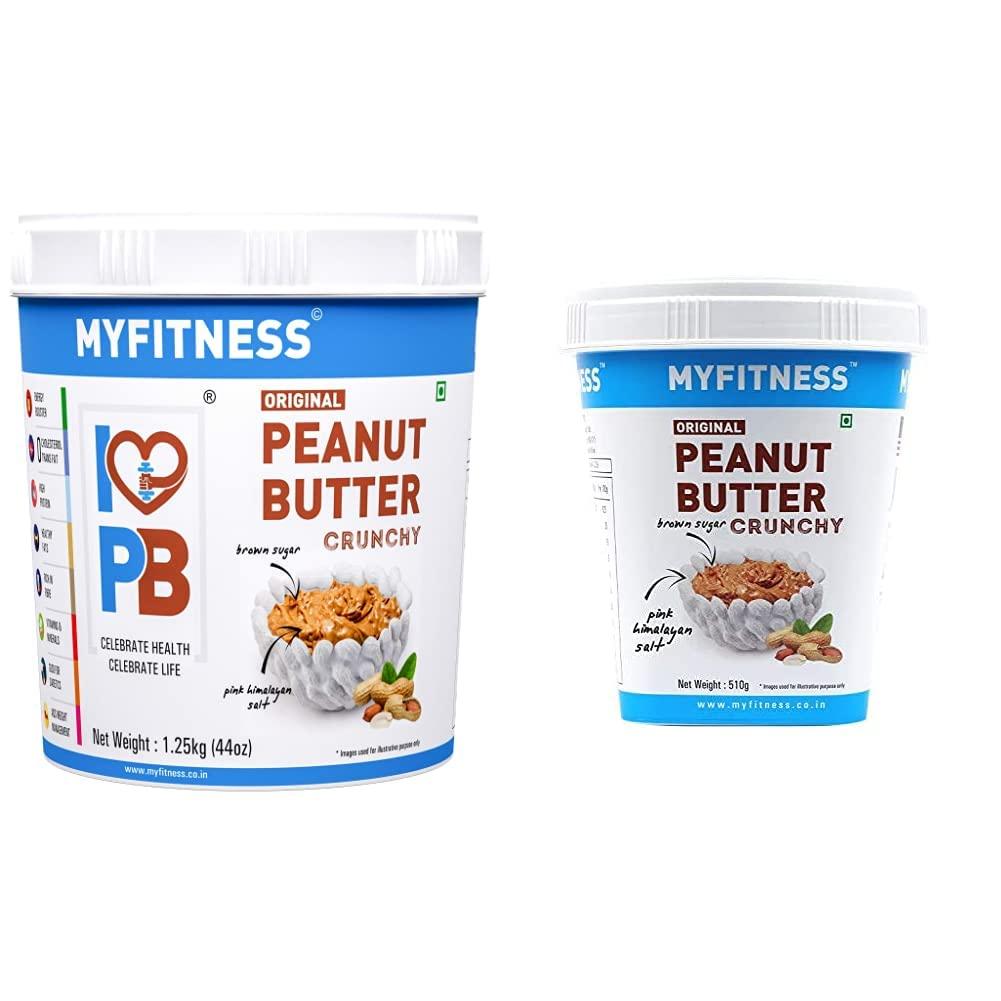 I LOVE PB MYFITNESS Peanut Butter Crunchy 1250g + MYFITNESS Original Peanut Butter Crunchy 510g