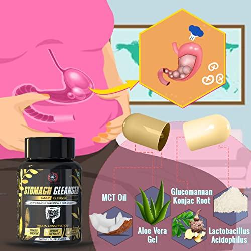 The Yoga Man Lab The Yoga Man Lab Stomach Cleanser Daily Cleanse - Natural Ayurvedic Colon Detox Probiotic Formula With Glucomannan & MCT Oil To Relieve Constipation, Manage Gut Health & Weight - 42 Capsules Pack