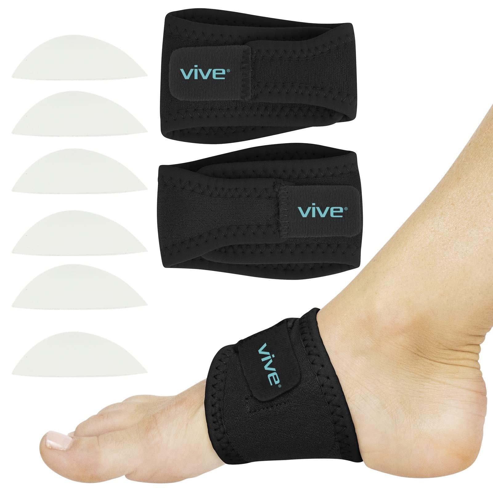VIVE VIVE Arch Support Brace -Best Plantar Fasciitis Strap For Foot Pain,High Arches&Flat Feet-Compression Wrap-Insert For Under Socks&Shoes-Releives Aches&Pains- Guarantee