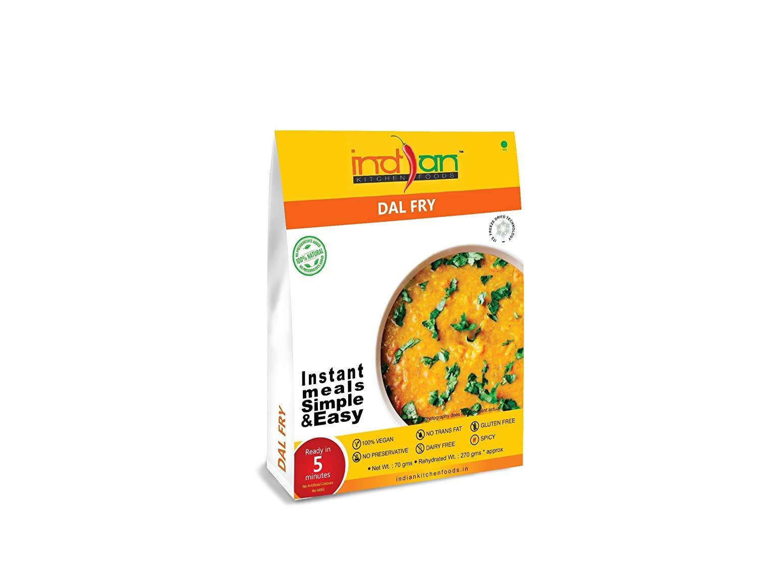 Indian Kitchen Foods Indian Kitchen Foods Freeze Dried Gluten-Free Ready to Eat Food | Instant Vegetarian Meal - Dal Rice Combo (2xJeera Rice, Dal Fry and Dal Makhani), Pack of 4