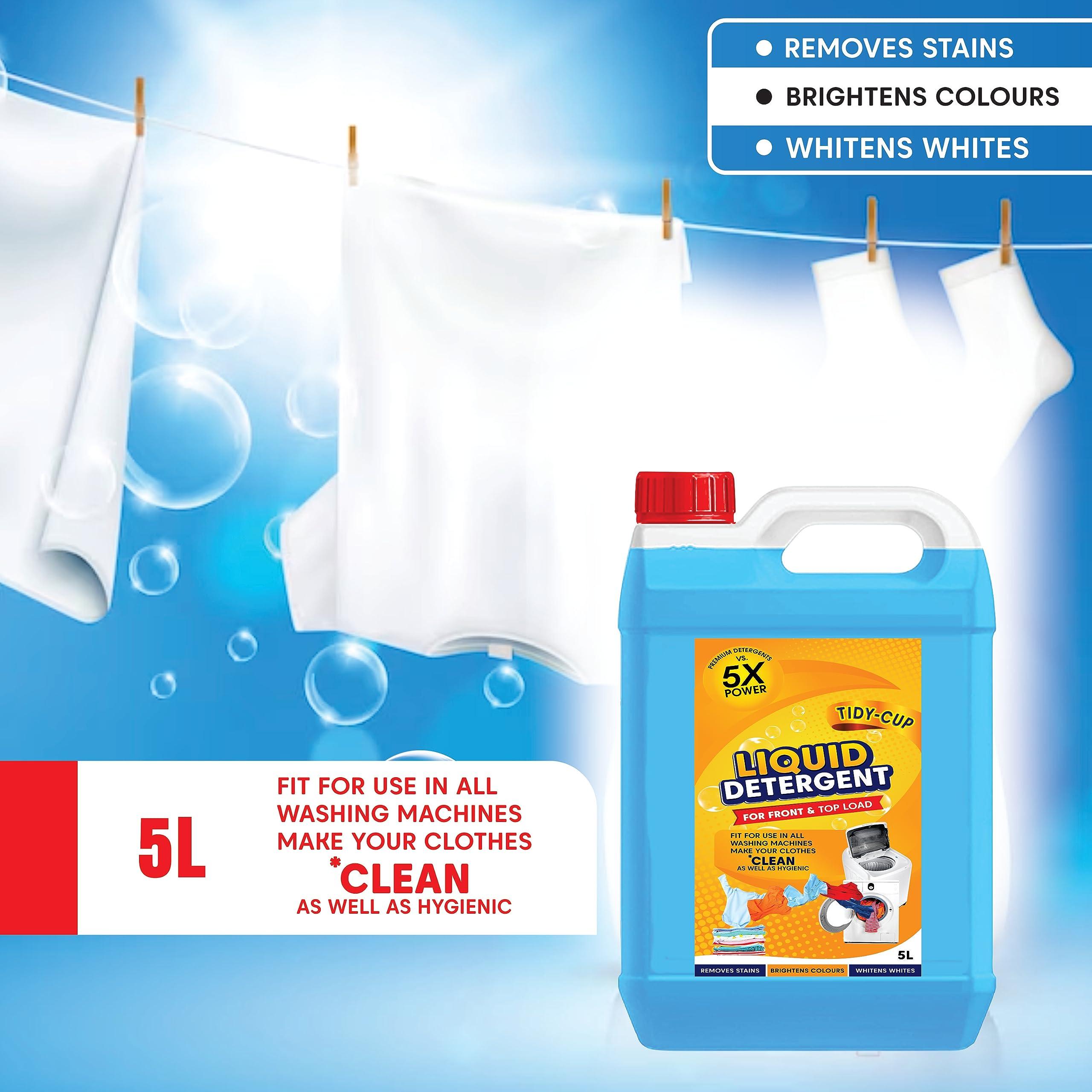 Tidy-Cup Tidy-Cup Liquid Detergent 5 Liter | Laundry Liquid For Fabric Care | Suitable For Top-Load And Front Load Machine And Hand Wash | Concentrated Laundry Detergent (5 liters) (Active Fresh)