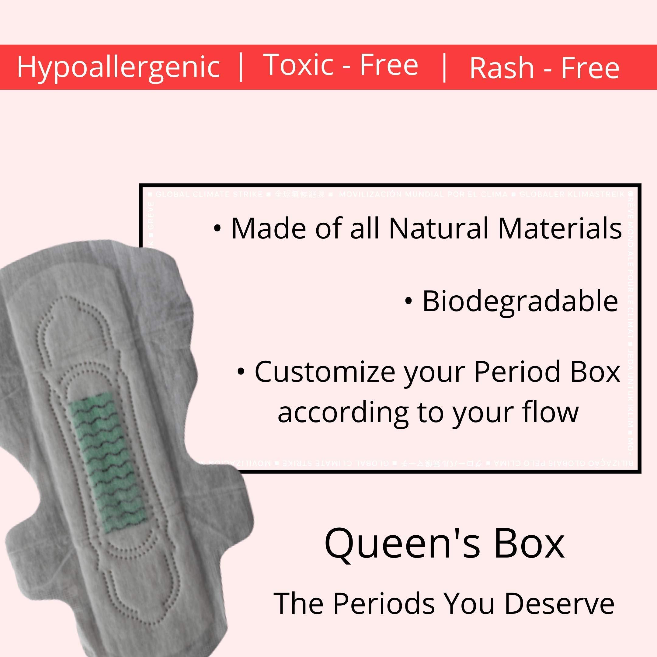 Queen's Box 100% ORGANIC Cotton Rash-Free Sanitary Pads Pack of 8 Sanitary Pad (6 Xl / 2 Regular)