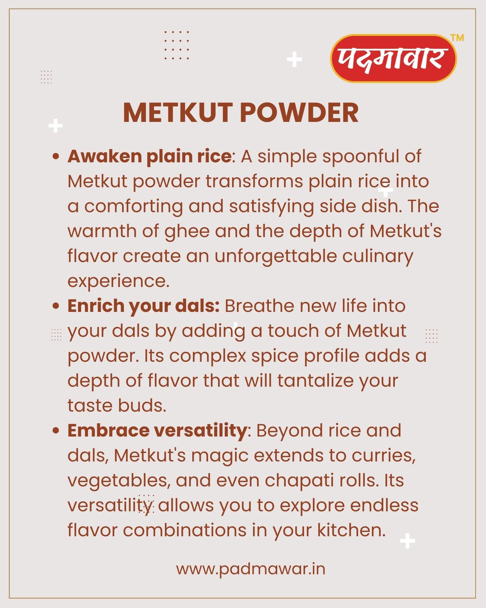 Padmawar Padmawar Metkut Powder - Traditional Maharastrian Metkut Powder | Delicious & Ready-to-Eat | Methkut | | No Preservatives or Additives (200 Gms)