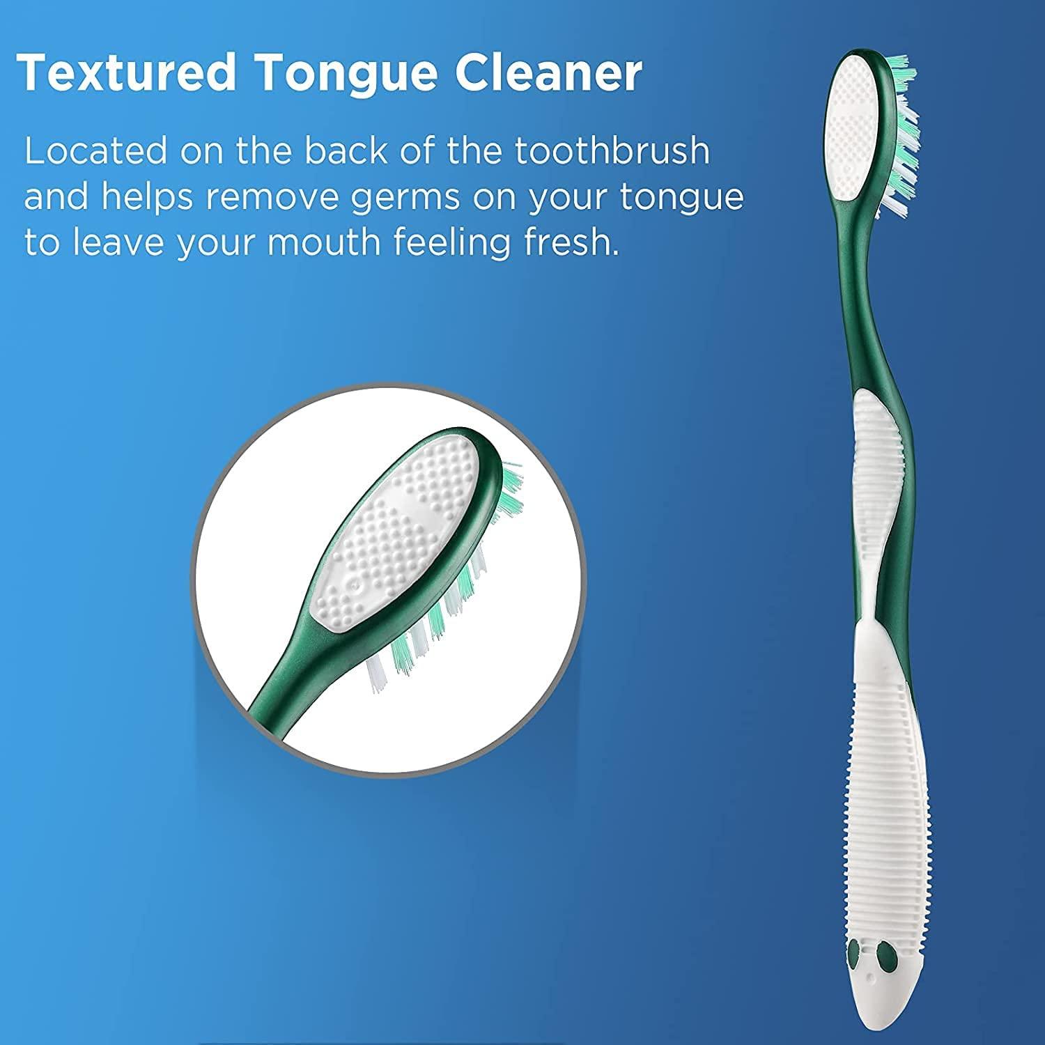 Azonee Firm Toothbrushes for Adults, Cross Hard Bristles, 6 Count