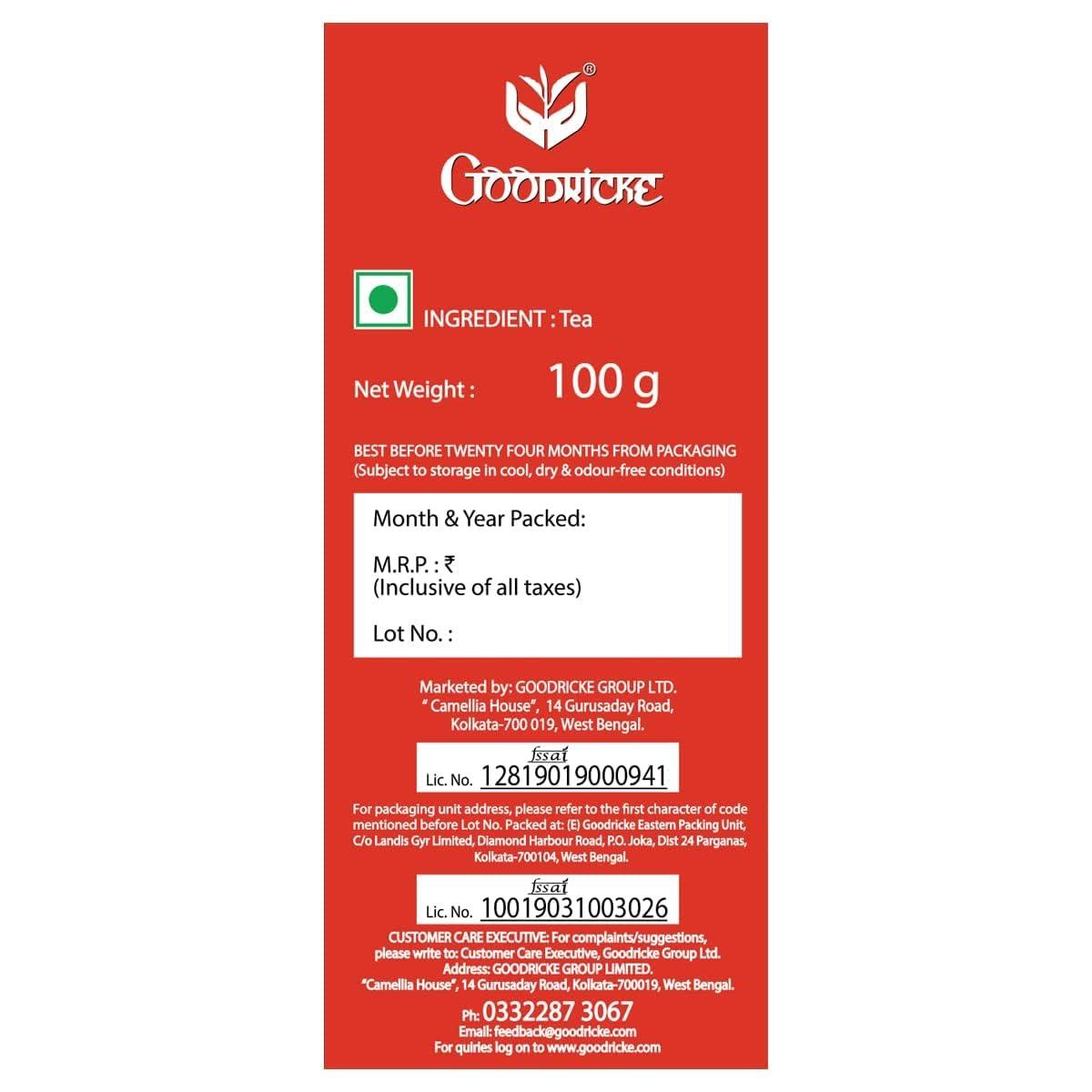 GOODRICKE GOODRICKE Roasted Darjeeling Tea - 100 gm (Pack Of 7) | 100% Pure & Original Long Leaf | Flavoury Golden Orange Pekoe | Darjeeling Black Tea