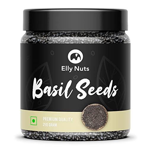 Elly Nuts Elly Nuts Combo Pack of Raw Basil Seeds 250 gms Each Total 500 gms | Tukmariya Seeds| Sabja Beej| Natural Basil Seeds| Falooda Seeds [Jar Pack] - Diwali Gift Pack