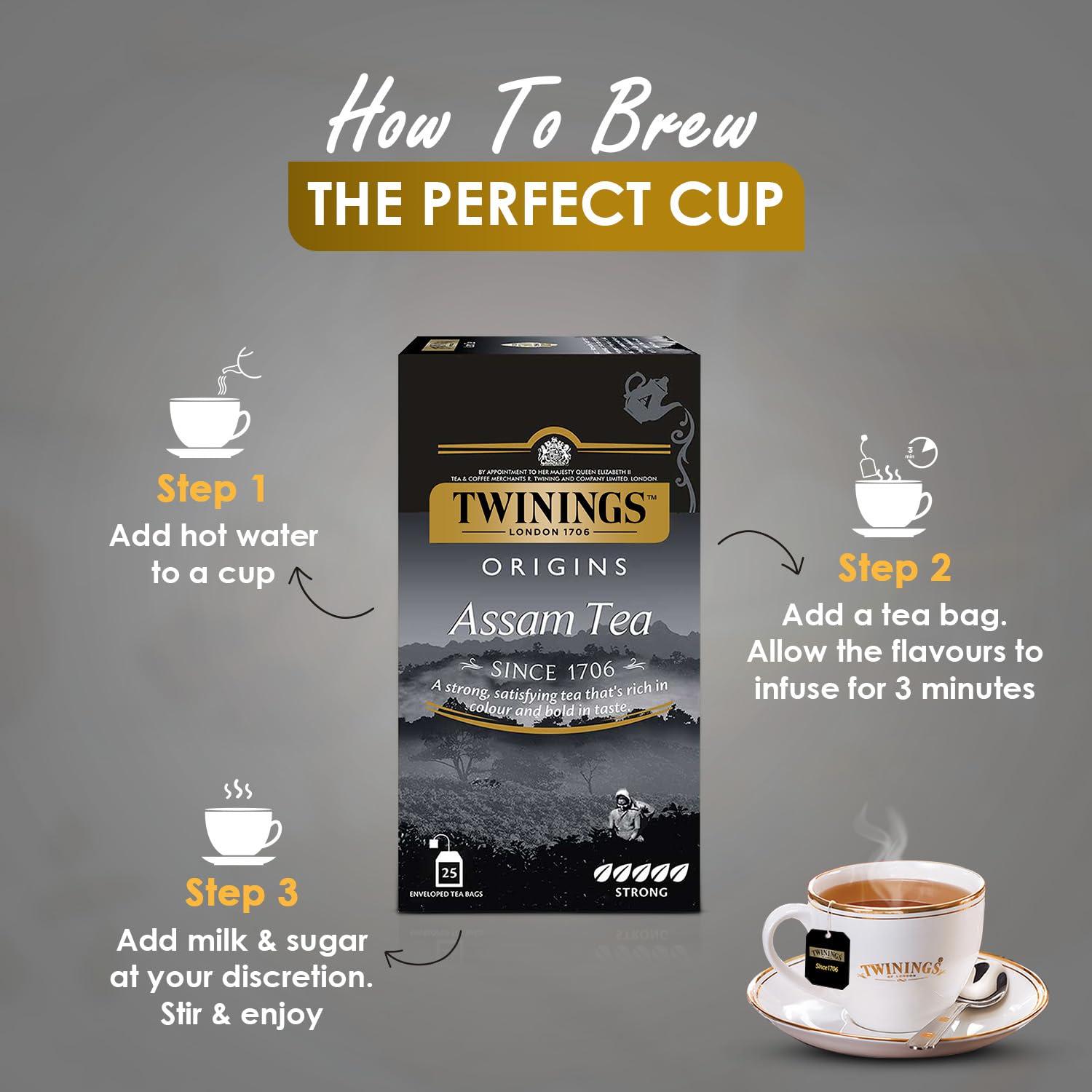 Twinings Twinings Assam Tea, 25 Teabags, Premium Black Tea, Origins, Strong, Full-Bodied and Robust Flavour,50 Grams