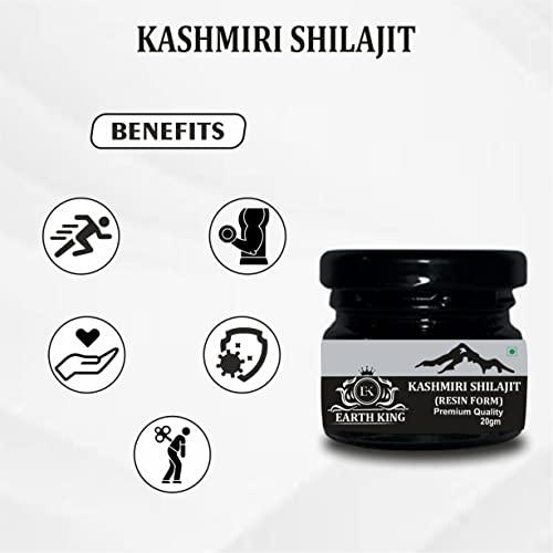 EARTH KING EARTH KING Kashmiri Shilajit/Shilajeet Resin | Raw Shilajit | Shudh Shilajit | Original Shilajit (Semi Liquid) - 20G with Pure A++ Grade Kashmiri Saffron 1GM Combo Pack