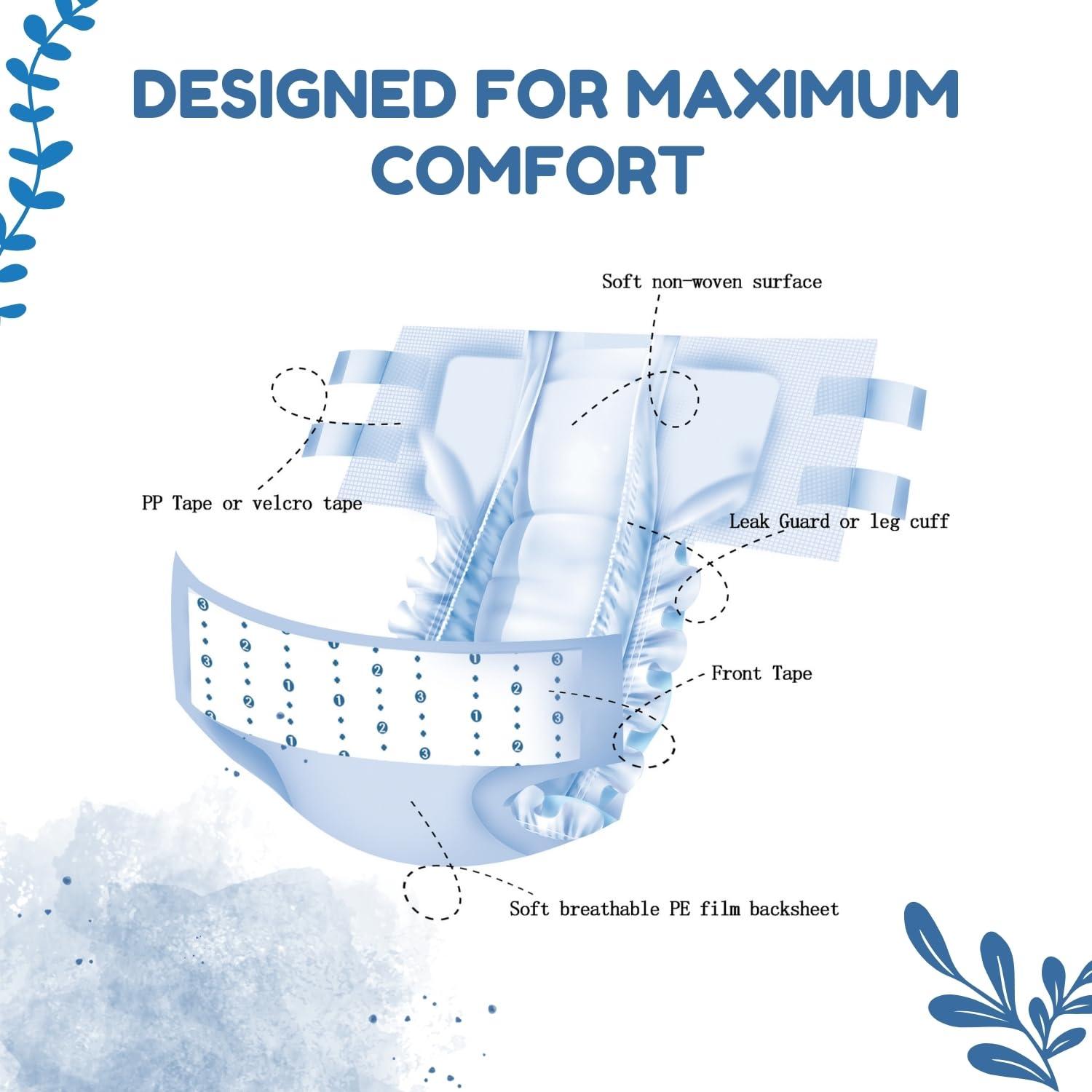 lyfcare Lyfcare Open Tape Adult Diaper Extra Large (XL) - 20 Units (Pack of 2) | Unisex Diapers Open Tape Style | Waist (127-167 cm) | Wetness Indicator, Super absorb, 360 Protection & 0% Leakage - Unisex