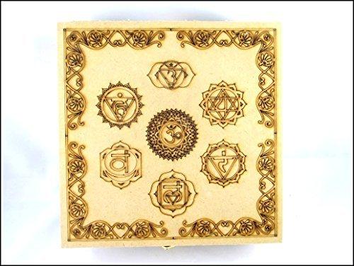 Jet International Crystal Energy Stones Jet Chakra Box With Round Reiki Engraved Gemstone A++ Sets Healing Crystal Therapy w/Pouch Palm Worry Thumb Stone Gift Easter Christmas Xmas Love Internal Strength