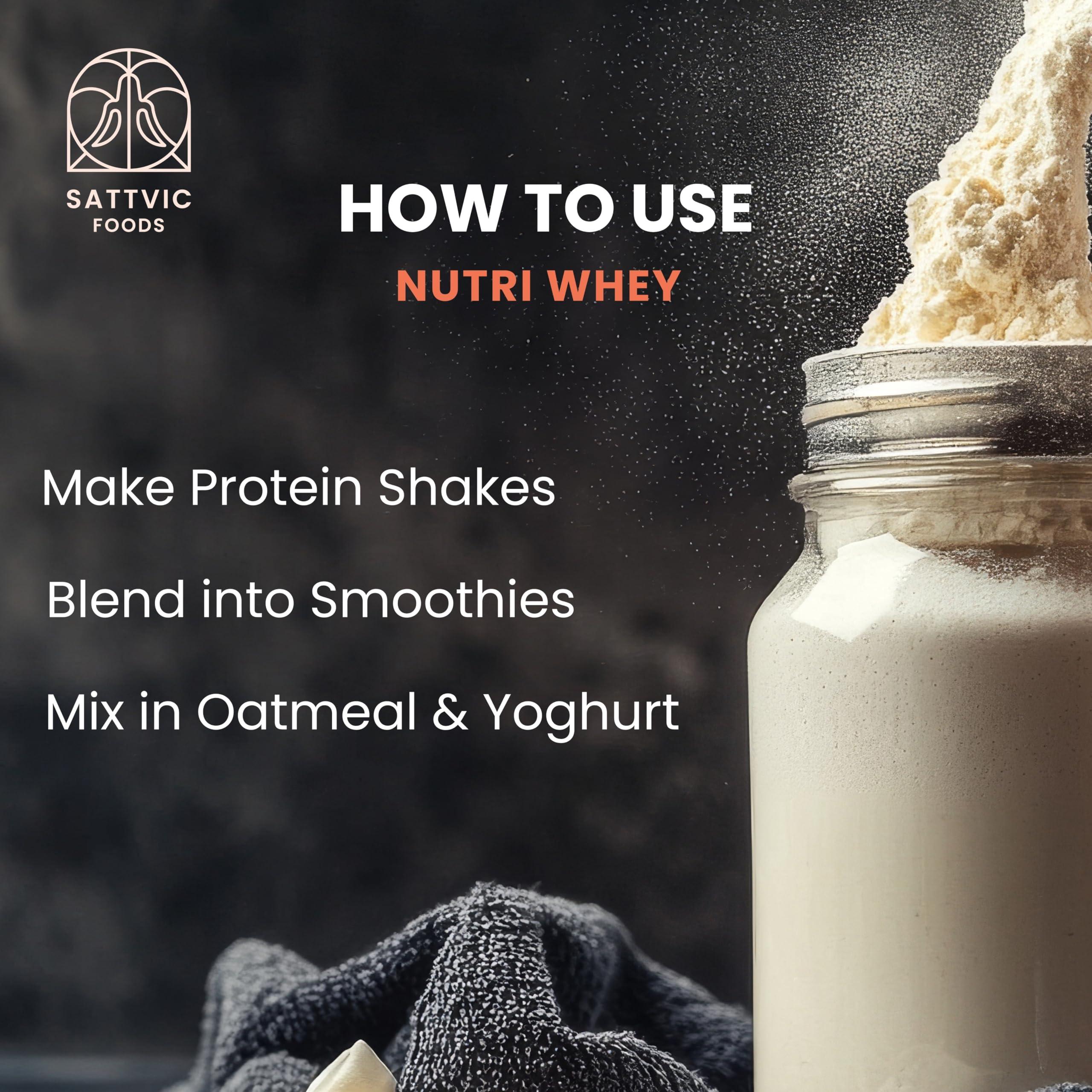 Sattvic Foods Sattvic Foods A2 Whey Concentrate 80% Protein Powder (1 kg) | Certified Organic, Unflavoured Grass-Fed, Non-GMO, Performance Grade Protein Powder | 19.5 g Protein per Serving