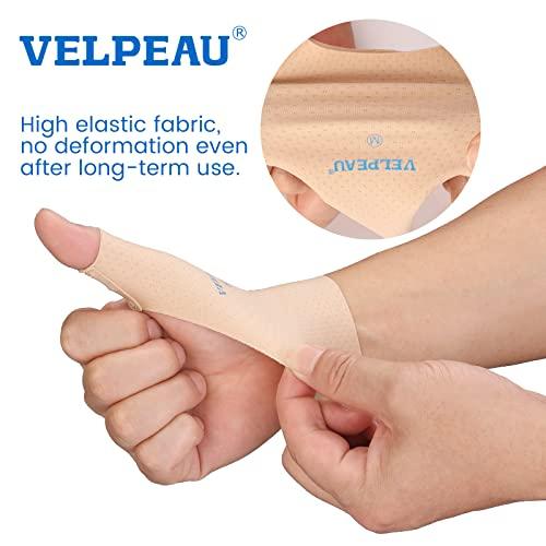 Velpeau VELPEAU Elastic Thumb Support Brace Liner (Pack of 2) - Waterproof Soft Thumb Compression Sleeve Protector for Relieving Pain, Arthritis, Joint Pain, Tendonitis, Sprains, Sports (Medium)