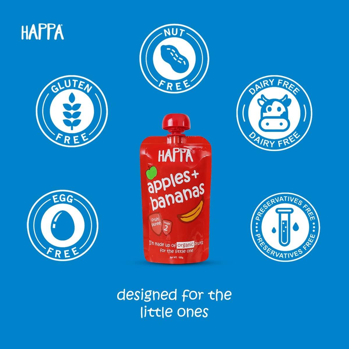 HAPPA Happa Organic Baby Food Puree Grain and Fruit Blend Pack of 4