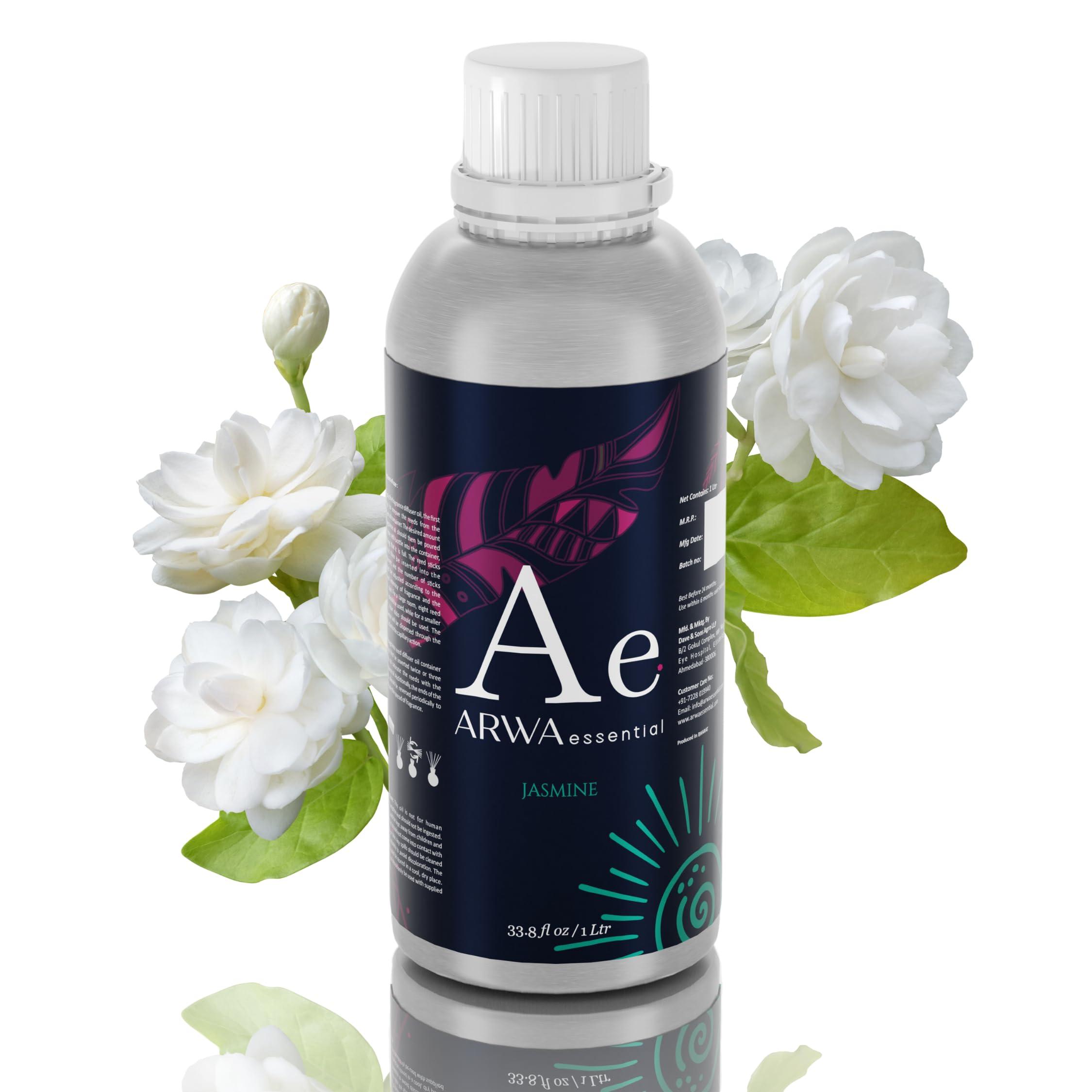 Ae ARWA Essential ARWA Essential Jasmine(Mogra) Oil 1L | 100% Pure & Natural Jasmine/Mogra Oil for Relaxation & Massage | Premium Essential Oil for Aromatherapy, Diffuser, Candles & Soap Making | Fragrance Oil Gift Set