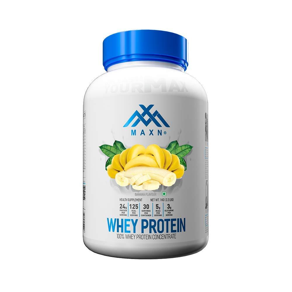 MAXN MAXN Whey Protein Concentrate/Isolate - Flavoured Powder for Muscle Growth (Banana, 1 kg)