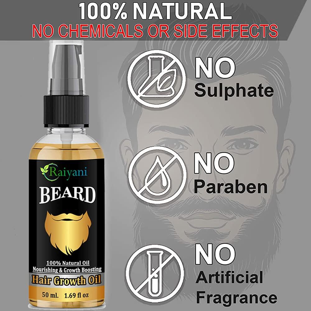 Raiyani Raiyani Beard Growth Oil - 50ml - More Beard Growth, With Redensyl, 8 Natural Oils including Jojoba Oil, Vitamin E, Nourishment & Strengthening, No Harmful Chemicals