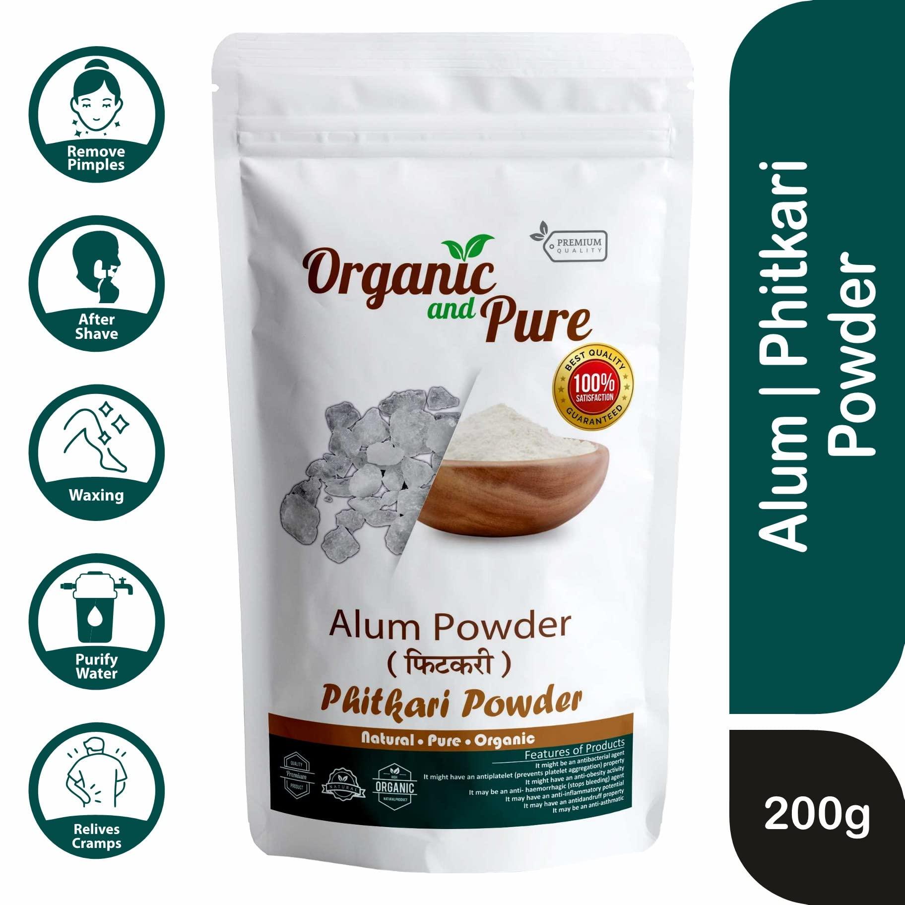 Organic and Pure Organic and Pure Alum Stone Block | Phitkari Alum Stone | Fitkari Stone for Skin Vastu Face Skin Hair Water Underarms Shave Teeth | Potassium Potash 200g