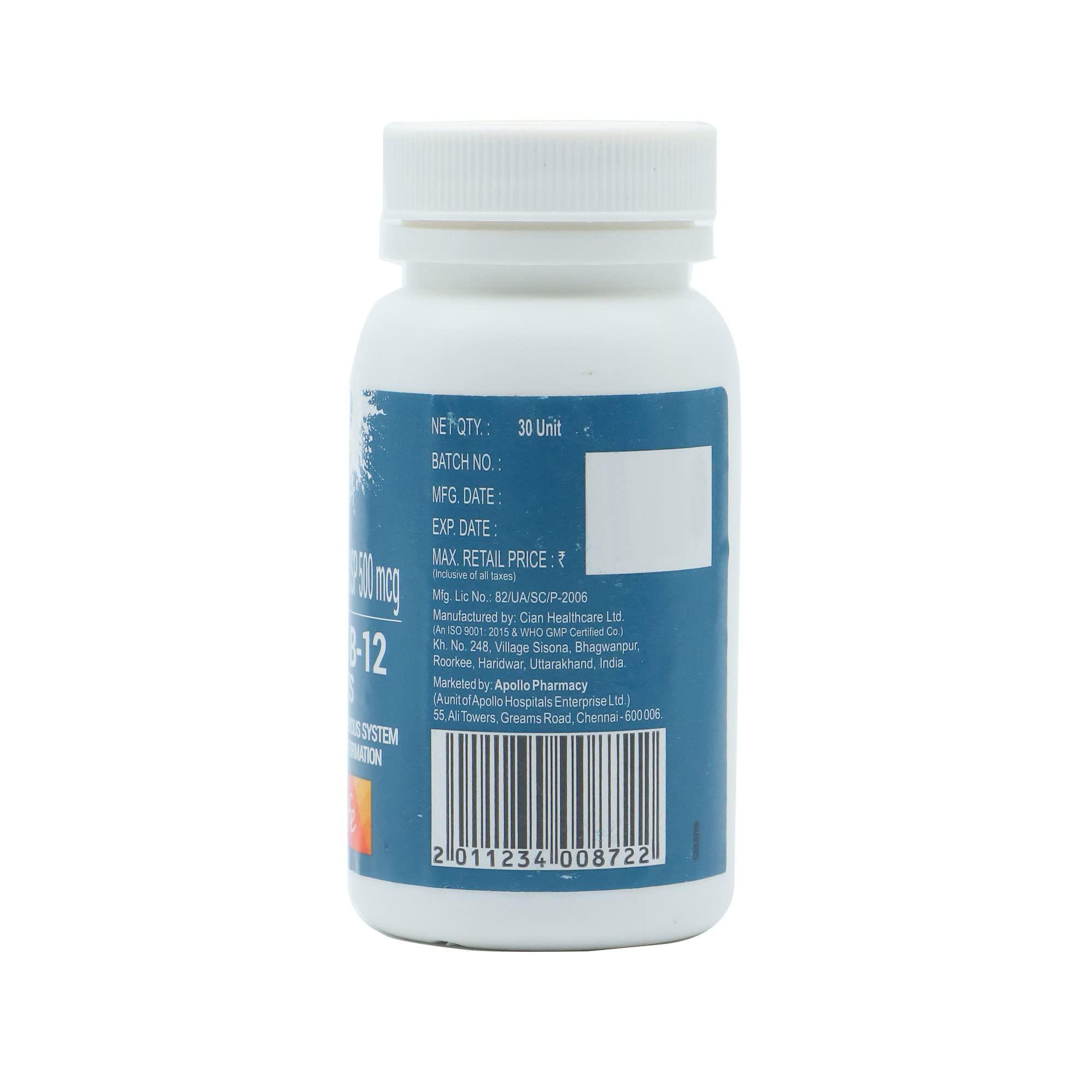 Apollo Life Apollo Life Vitamin B-12, 30 Tablets