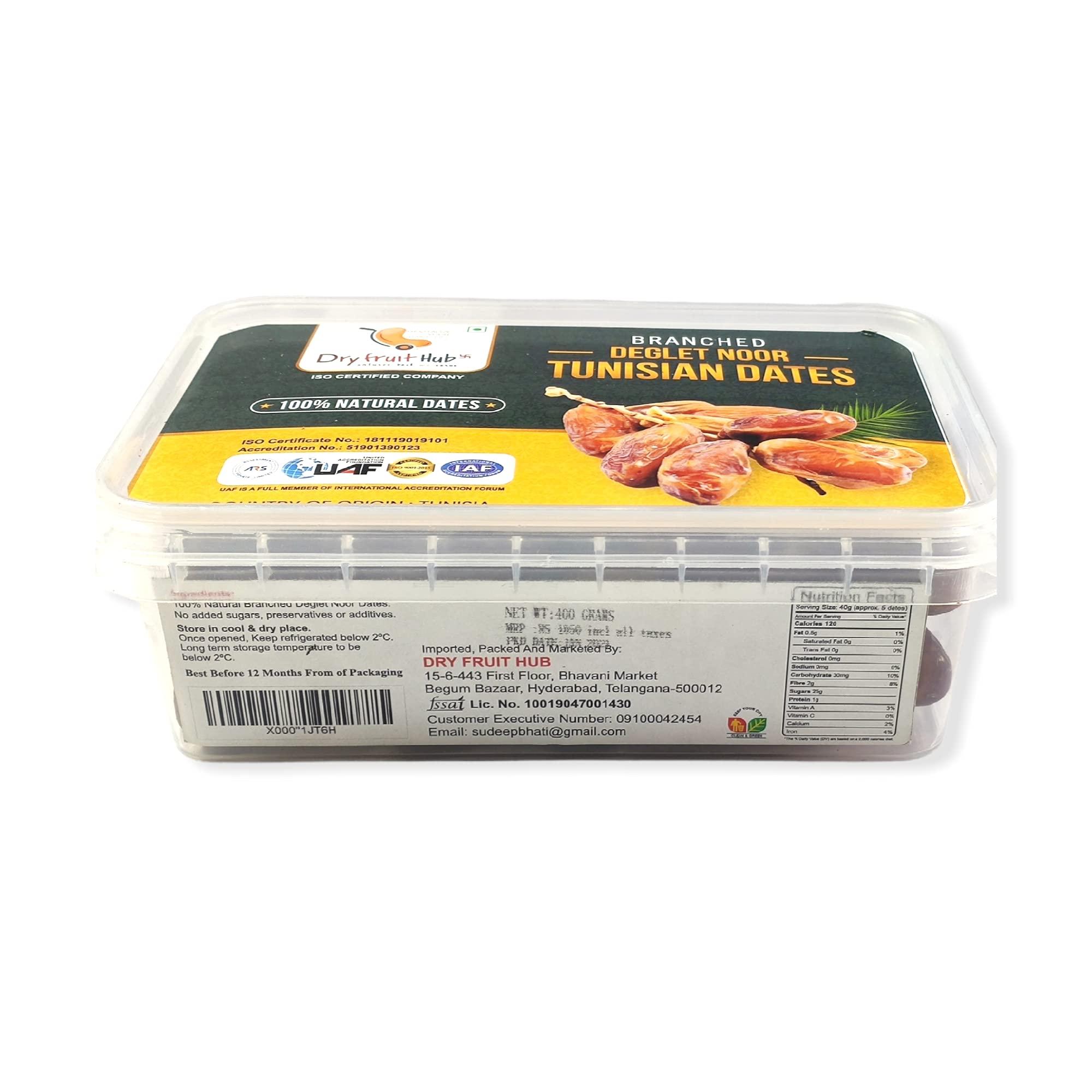 DRY FRUIT HUB Dry Fruit Hub Tunisian Dates 2kg Pack Of 4 Each 500g Fresh Tunisian Khejur/khajur, Deglet Nour Branched Dates/khajoor