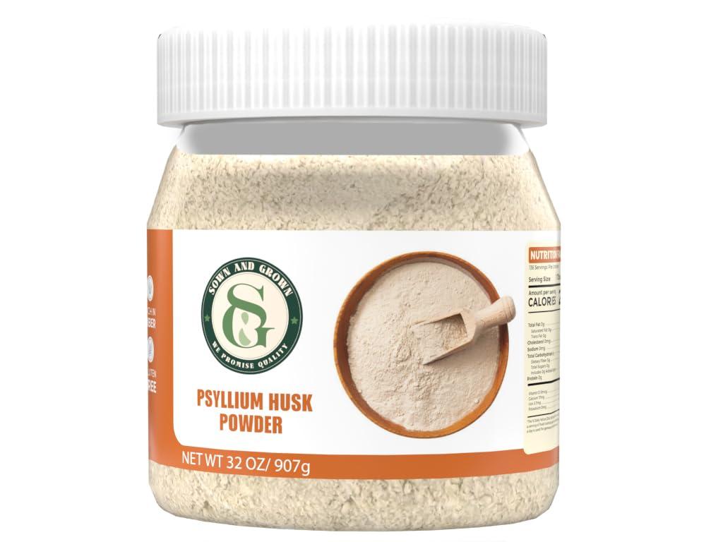 Sown and Grown Sown and Grown Psylium Husk Healthy Digestive Isabgol (907gm) | Source Of Dietary Fibre, Gluten Free | Effectively Relieves Constipation