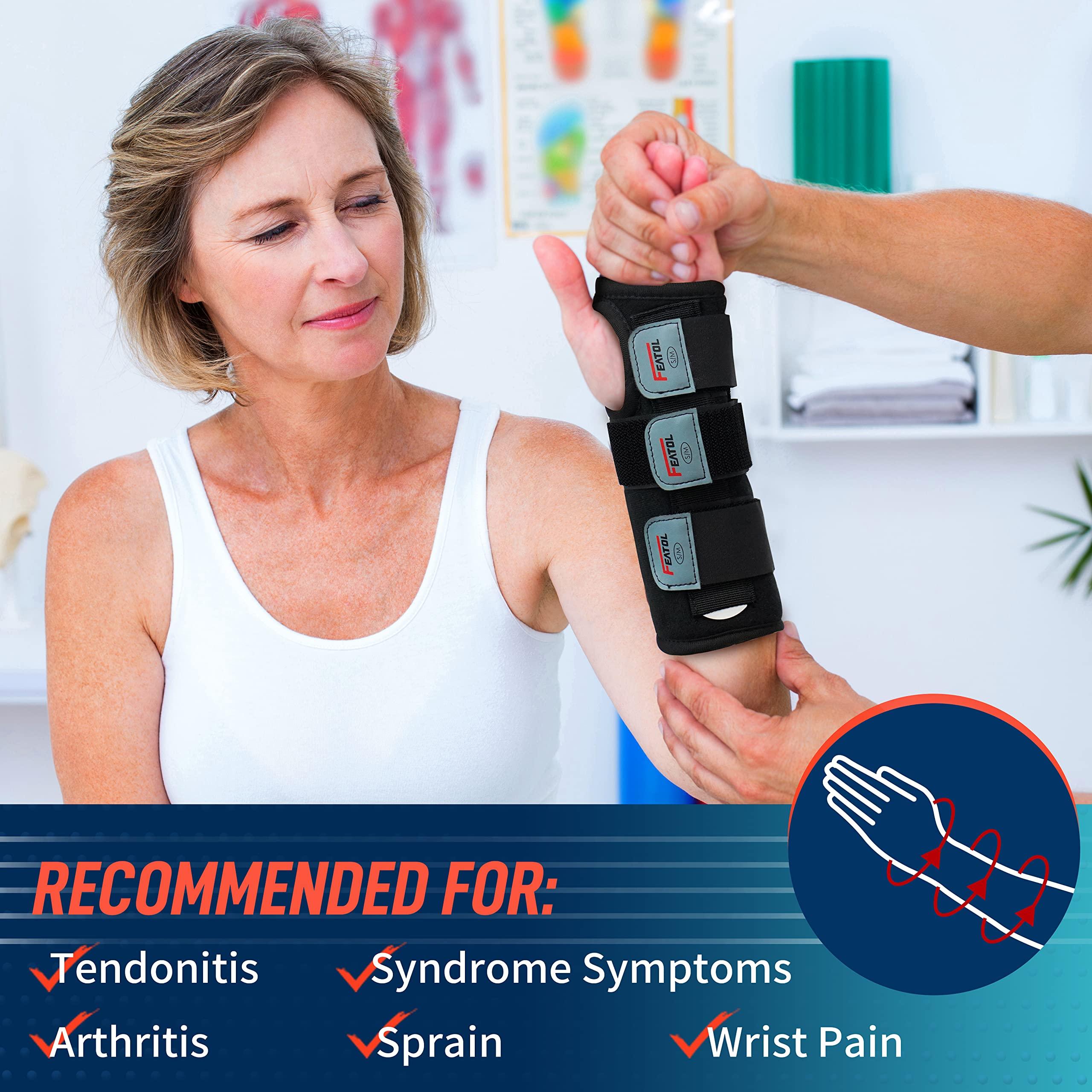 FEATOL Wrist Brace for Carpal Tunnel, Adjustable Wrist Support Brace with Splints Left Hand, Large/X-Large, Arm Compression Hand Support for Injuries, Wrist Pain, Sprain, Sports