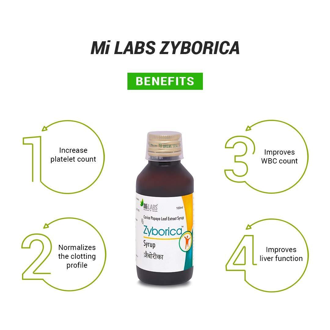 Mi LABS Mi Labs zyborica Papaya Leaf Extract Syrup 100ml - Pack of 2
