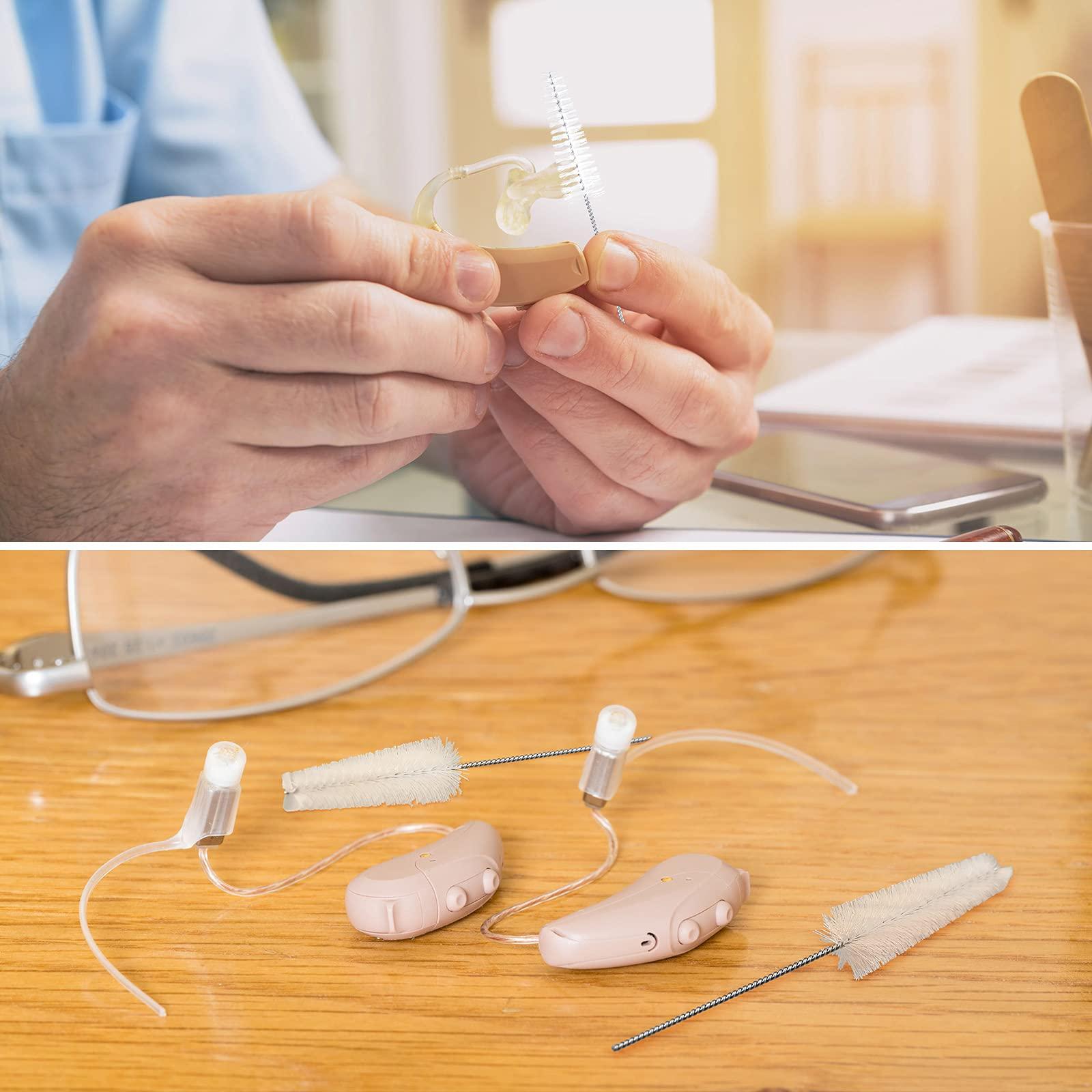 Patelai Hearing Aid Cleaning Tool Hearing Aid Vent Tube Brush Tube Cleaning Tool Small Pipe Brush for Clean Small Holes or Pipes (10 Pieces)