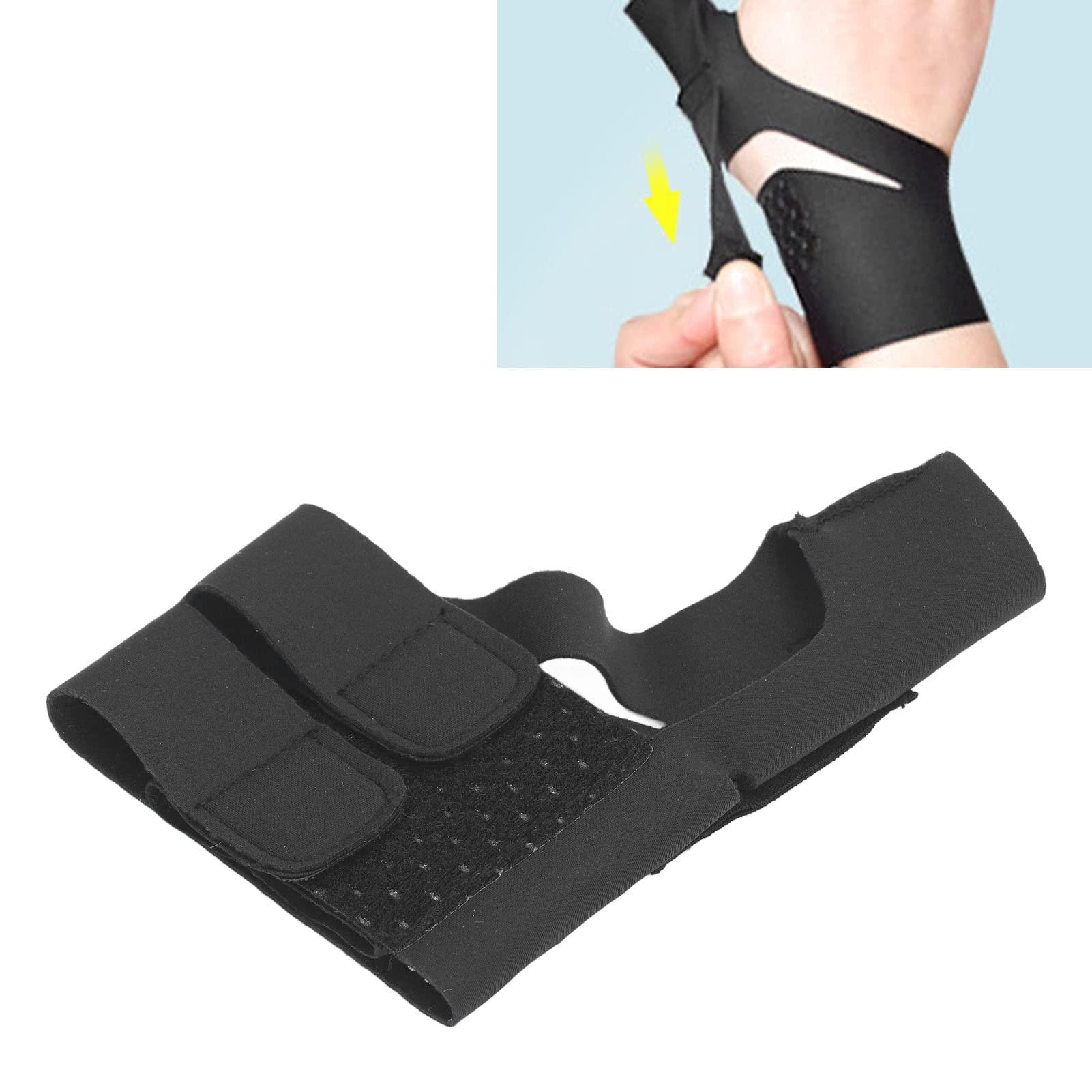 LJCM Thumb Compression Sleeve, Adjustable Fixed Force Elastic Thumb Support Brace Liner Supportive Thin with Hook and Fastener for Sprains (Right Hand S)