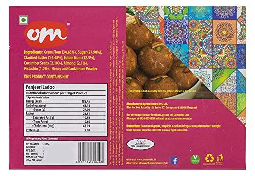 Feastive Celebrations Feastive Celebrations Om Sweets Panjeeri Laddu (250 grams) with Mayur Dhwaj Rakhi, a pair of Ganesha Soan, Pooja Rakhi, Kesar(branded) and Chawal | Surprise Gift Inside