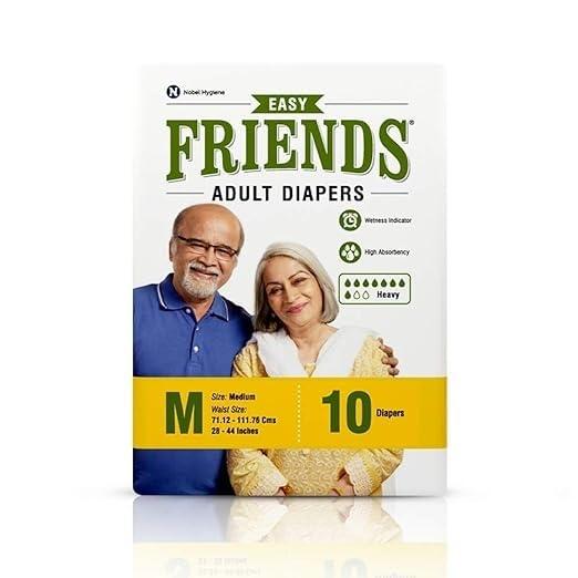 Generic Friends Easy Adult Diapers Tape Style - 10 Count/Pack with odour lock and Anti-Bacterial Absorbent Core- Waist Size 30-56 Inch ; 76-142cm (PACK- 4, MEDIUM 40 Count)