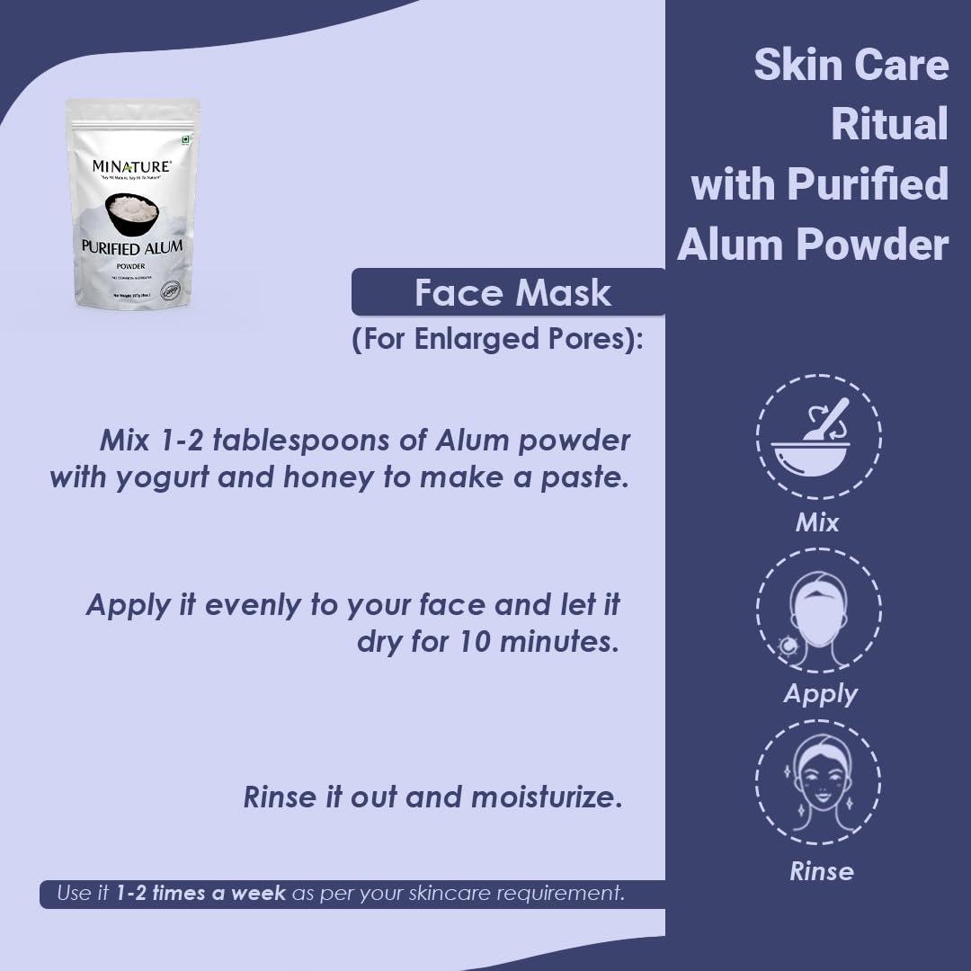 minature Alum Powder by mi nature | Purified Fitkari Alum powder (phitkari) for Skin Care |Water Purify| Pure Alum powder Cruelty Free |Pack of 2 (227g Each)