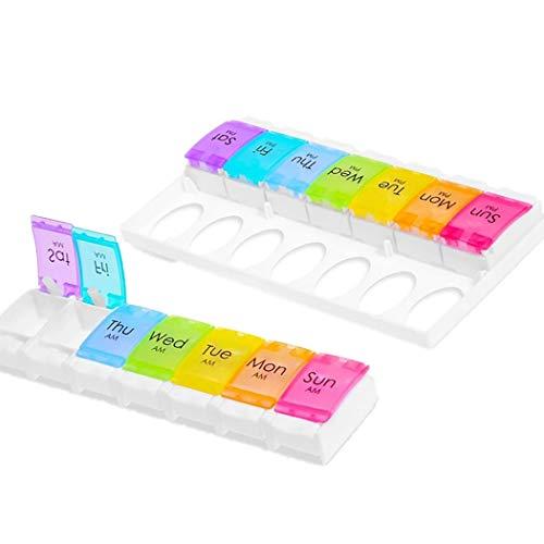 Anjetan Anjetan Double Weekly Pill Organizer Detachable Week Pill Box Vitamin Container for Pill Vitamin Container 7 Day Pill Containers