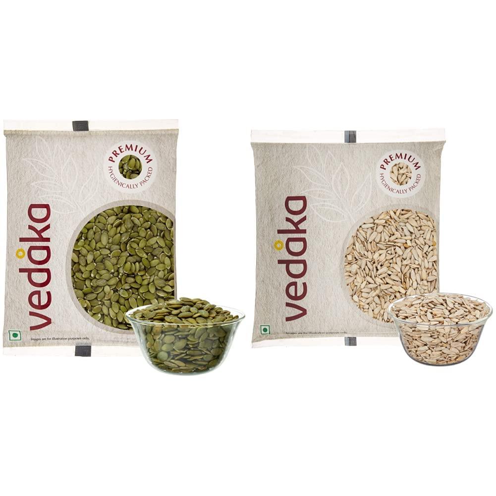 Vedaka Amazon Brand - Vedaka Premium Pumpkin Seeds, 200g + Amazon Brand - Vedaka Premium Sunflower Seeds, 500g