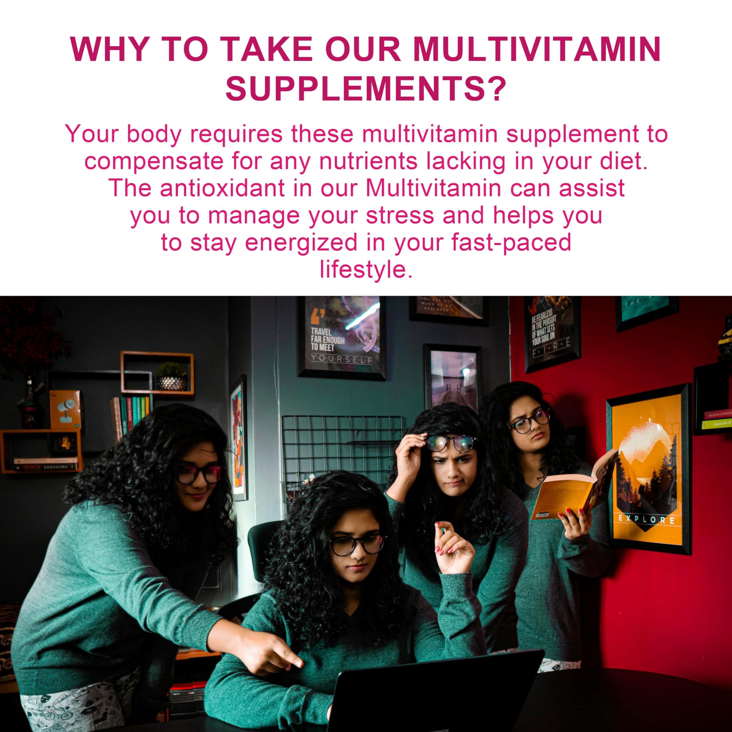 U-LIVA NUTRITION U-LIVA NUTRITION Multivitamin Tablet for Women with Biotin, Calcium for Energize and Glow 28 Vitaminerals | Multi vitamin for Women with Nutrients, Vitamin D3, B12, C, Zinc | 60 tablets