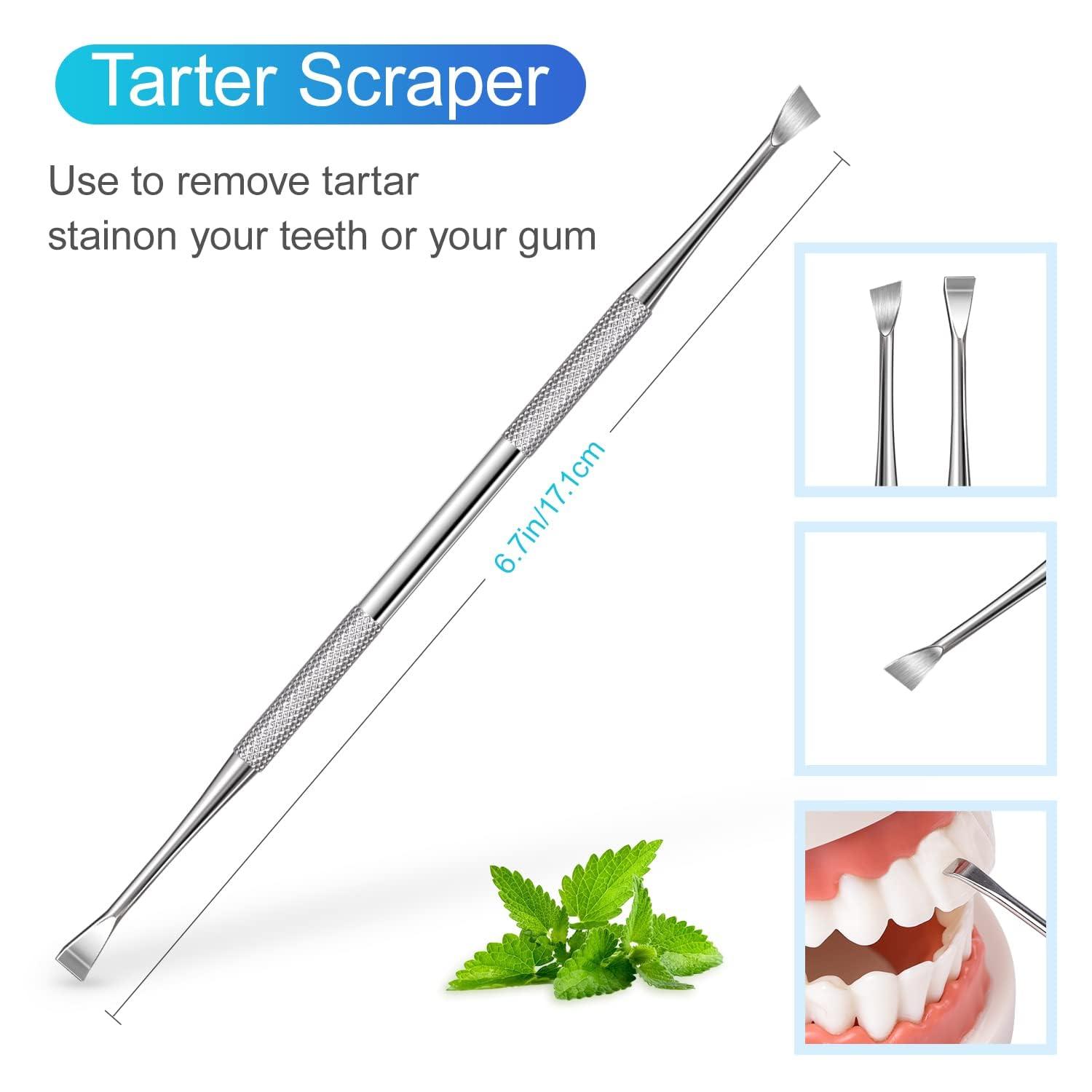 Neouth NEOUTH 3 Pieces Dental Pick Tools Kit Teeth Cleaning Calculus Remover Tool for Dentist Personal Using Pets Oral Care Set with Dental Mirror Dental Tartar Scraper Dental Probe and Storage Box