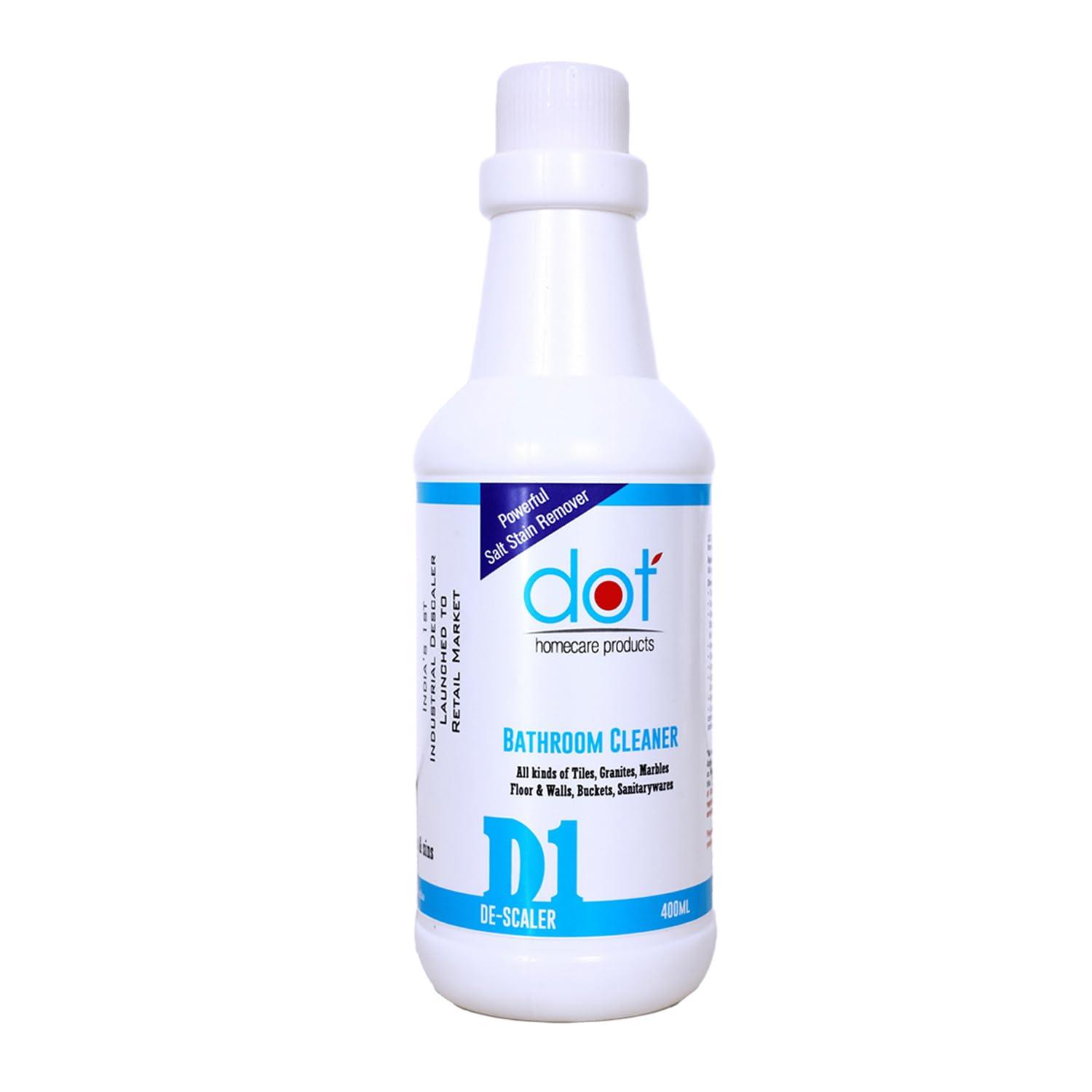 DOT Homecare Products DOT Bathroom DESCALER 400ml, Tiles Cleaner, Remove Heavy Salt Stains, Hard Water Marks, Lime Scale, Calcium, Soap Scum, Mold, Rust And Fungus, Walls & Floor - ZERO FUMES, & SMELL