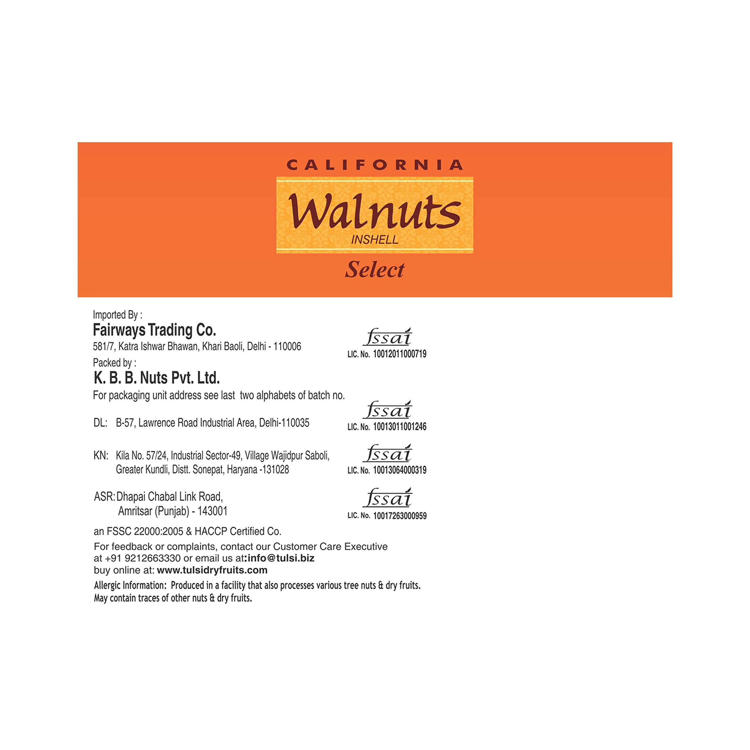 Tulsi Tulsi California Walnut Inshell Select 1 Kg | Large Size | Inshell Walnuts Akhrot | Delicious & Crunchy Walnuts | High in Protein & Iron | Premium Akhrot | Rich in Omega-3