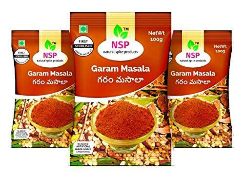 NSP natural spice products NSP Natural Spice Products Garam Masala | Naturally Processed with Natural Oils |Blended Spice for Authentic Taste and Colour |3x100gm (Pack of 3, 100g Each)