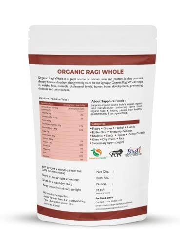 SAPPHIRE FOODS SAPPHIRE FOODS Edible Ragi Seeds Grain Whole (Finger Millet Sabut Nachni Ragulu Kezhvaragu Mandua) Grown Without Using Chemicals and Pesticides Raagi (1kg)