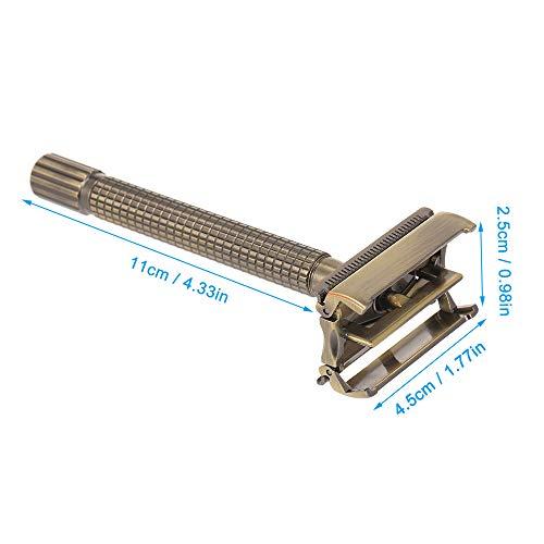 Qnotici Double-Edged Safety Razor with Long Handle & Razor Holder Butterfly Open Razor Clean Shaving Razor for Men