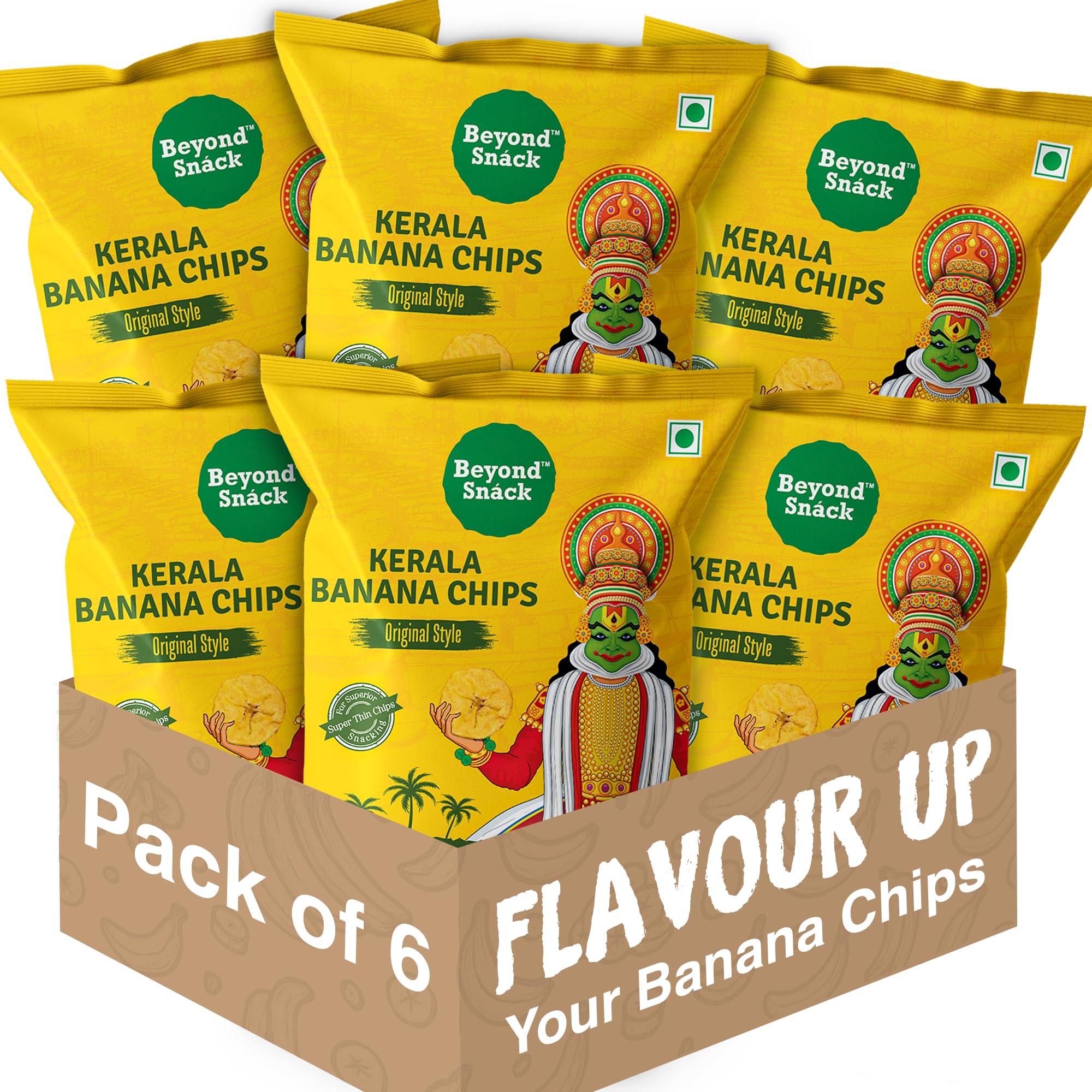 Beyond Snáck Beyond Snack Kerala Banana Chips Thin Crunch Crispy Snacks 600g (100g*6packs) - Party Pack (600gm (pack of 6), Original Style)