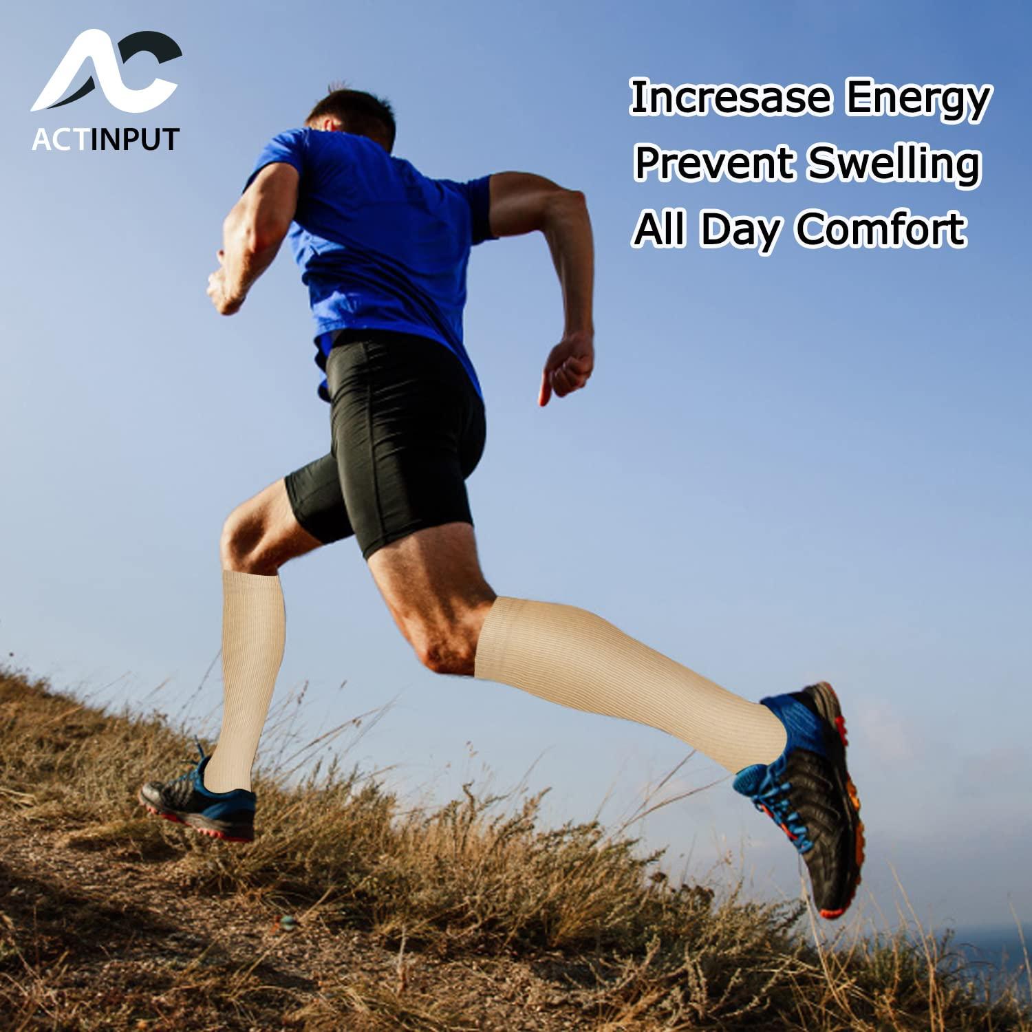 ACTINPUT ACTINPUT Compression Socks (8 Pairs) for Women & Men 15-20mmHg - Best Medical,Running,Hiking,Recovery & Flight Socks (L/XL (US Women11-15.5/US Men10-13),05 - Black/Nude