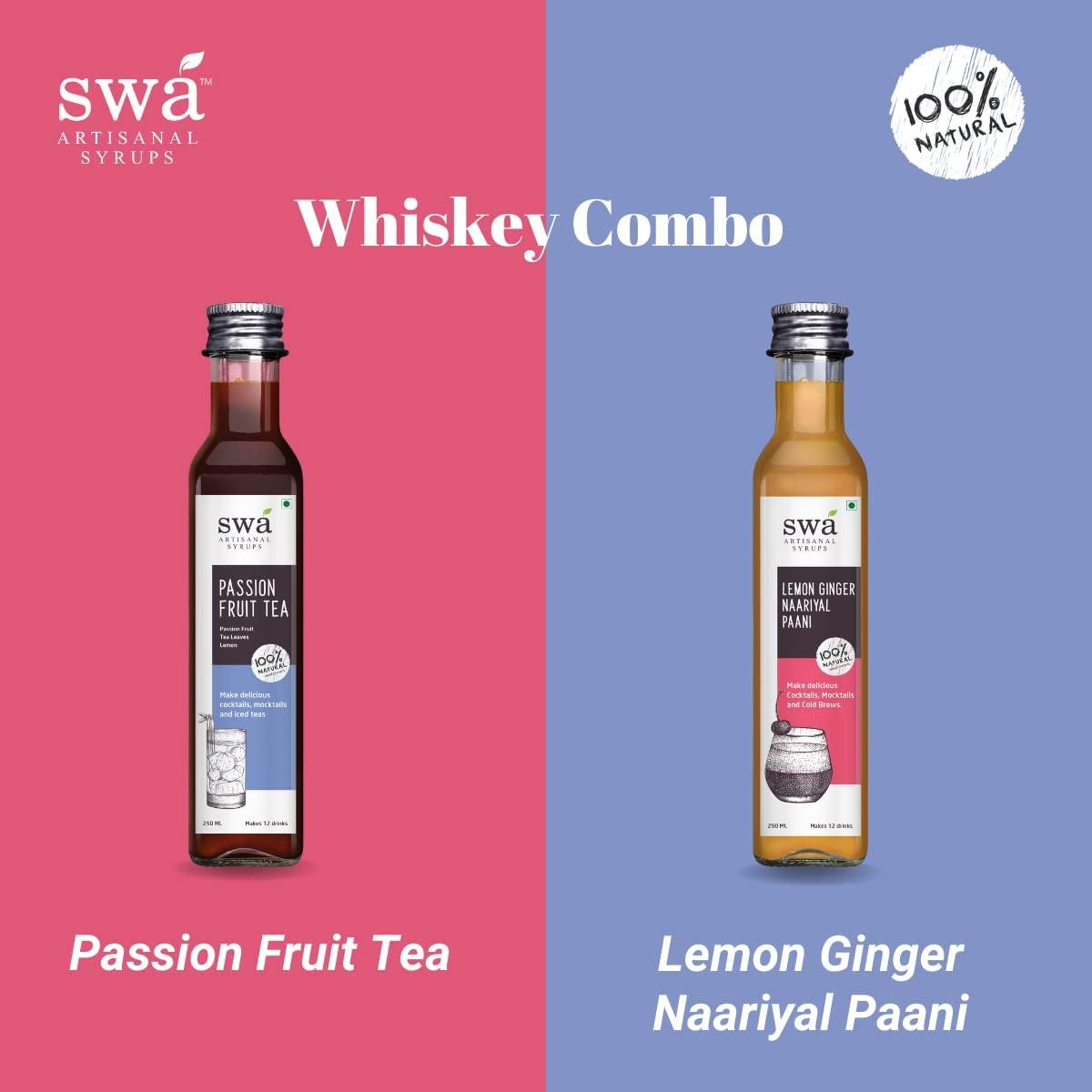 Swa Artisanal Syrups Swa Artisanal Syrups - Whisky Cocktail Mixer Combo, 100% Natural, Makes 24-30 Drinks - Pack of 2 Syrups (250ml x 2)
