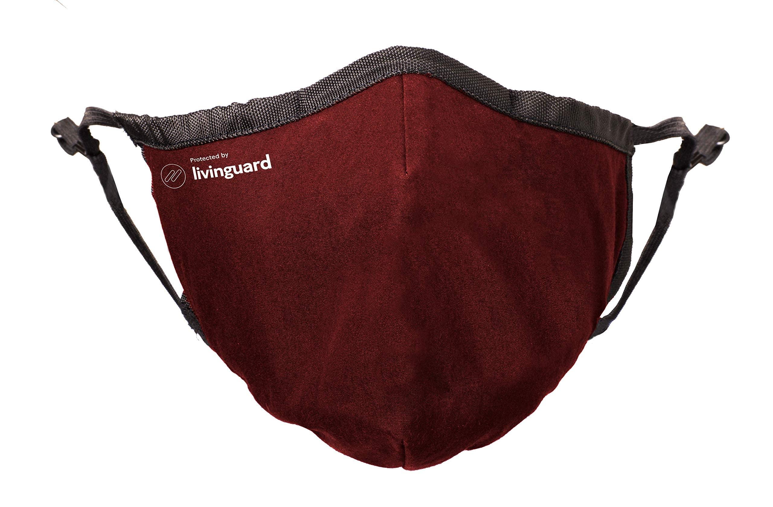 Livinguard Livinguard Pro 100% Cotton 3 Layers Washable & Reusable Cloth Face Mask With Anti Microbial Properties for Unisex (Red, Without Valve, Pack of 1)