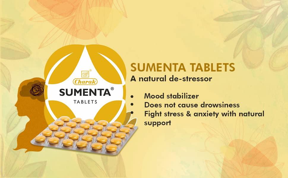 Charak Charak Pharma Sumenta Tablet With Tagar and Jatamansi for Natural Care in Stress and Anxiety (Pack of 6)