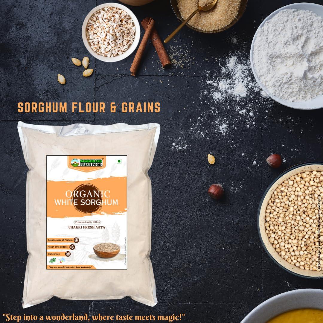 WONDERLAND FRESH FOOD Natural Fresh Jowar Atta | Jowar Flour | Sorghum Atta | Sorghum Millet Flour | Stone Ground Chakki Fresh Atta By Wonderland Fresh Food (2 Kg)